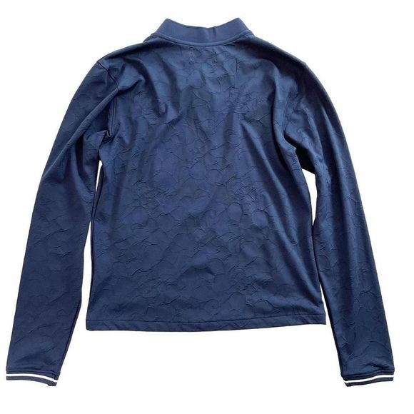 Lady Hagen Tranquil Texture Bomber Jacket Full Zip Navy Blue White S NWT - Picture 2 of 7